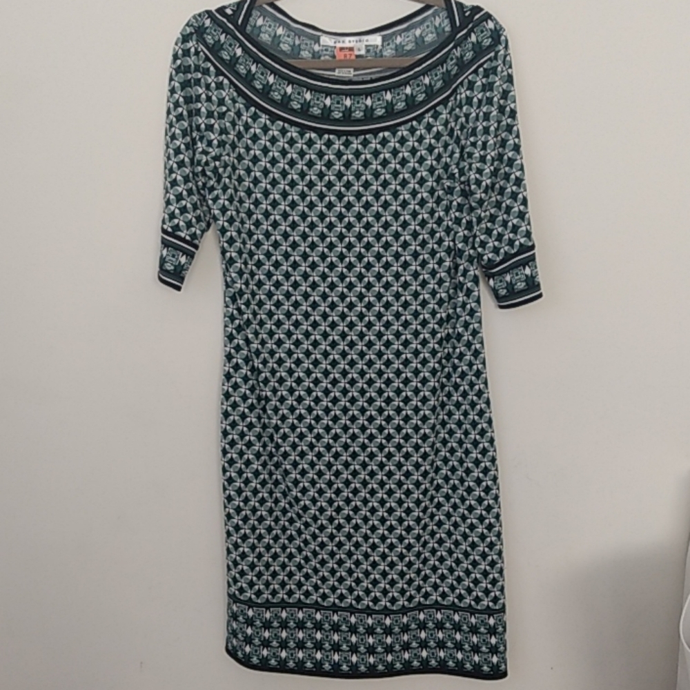 Dress, green, black, white